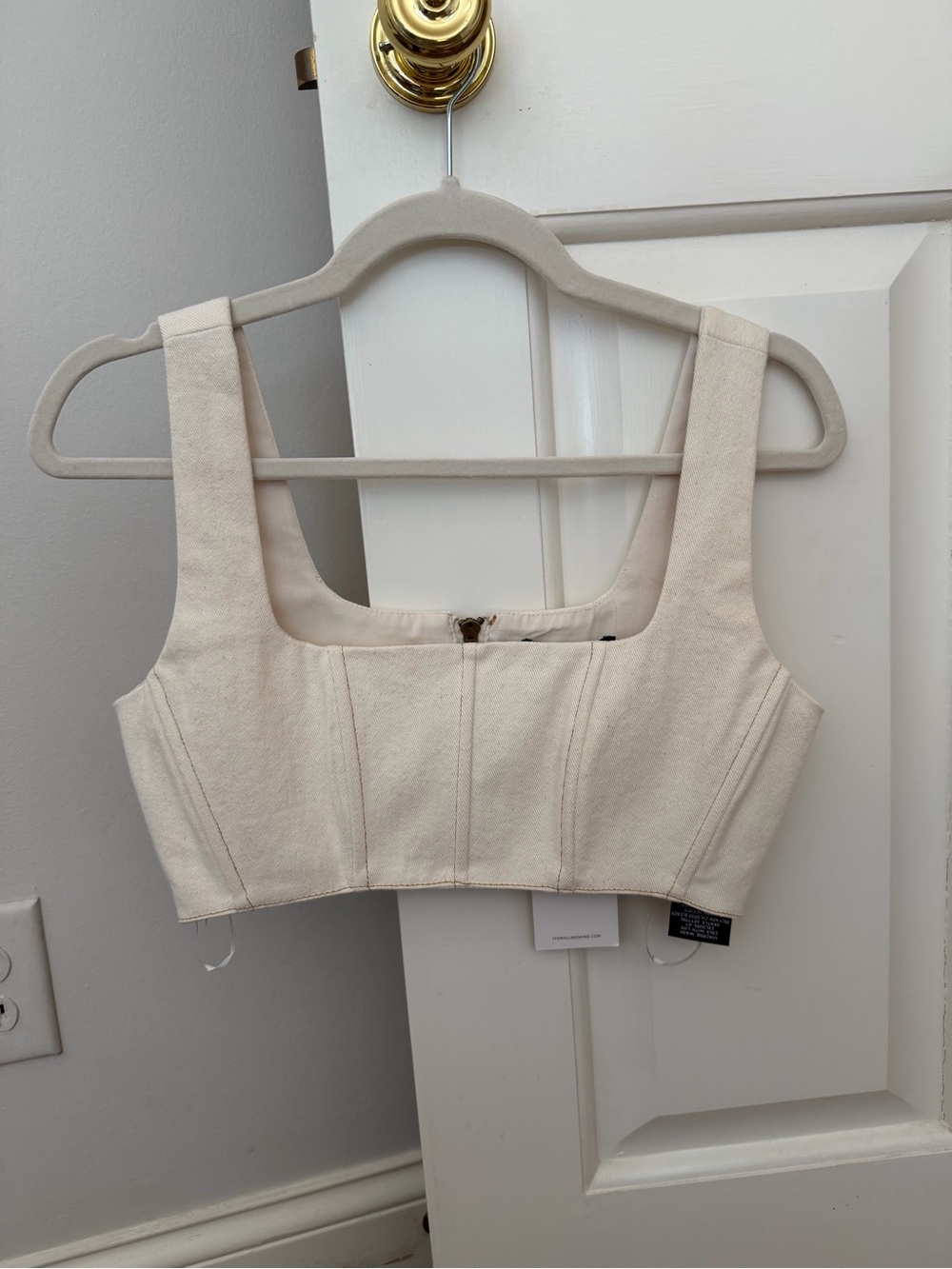 7 For All Mankind Cream Structured Cropped Bustier